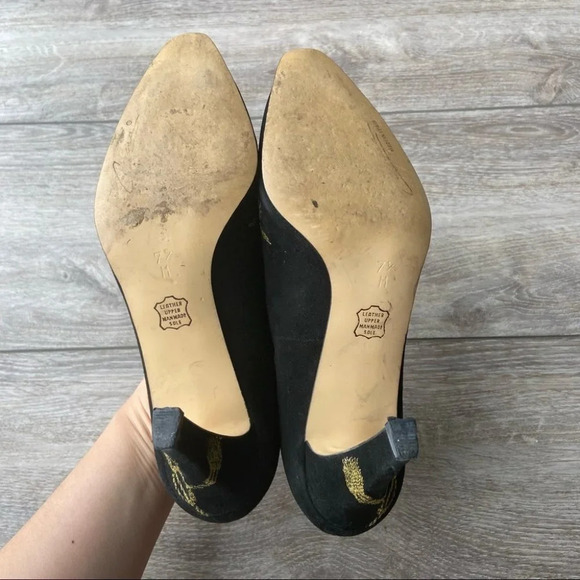 Caressa Made in Spain Suede Leather Embroidery Pumps - Picture 8 of 14